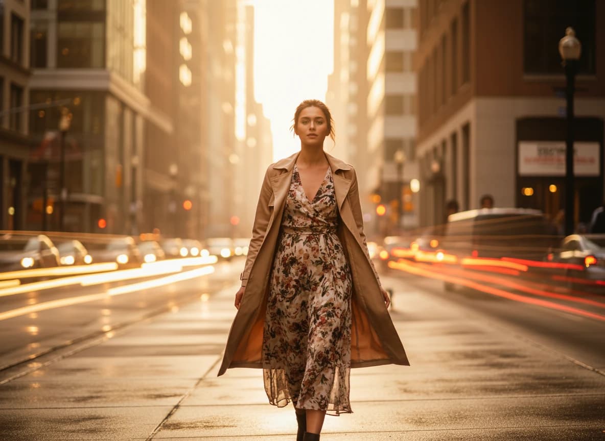 Portrait with street background before AI swap, mismatched lighting and clutter