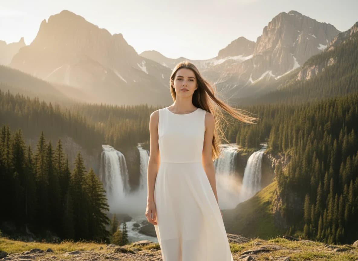Portrait after AI background replacement featuring modern studio background