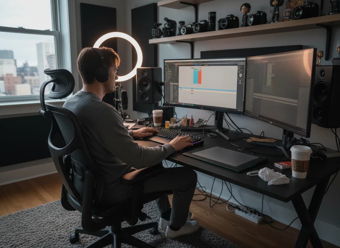 content creator using Nano Banana 2 for visual assets