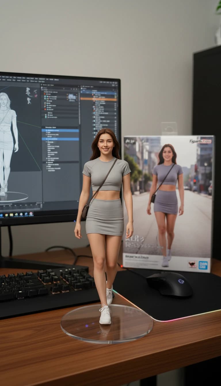 Desk setup figurine render